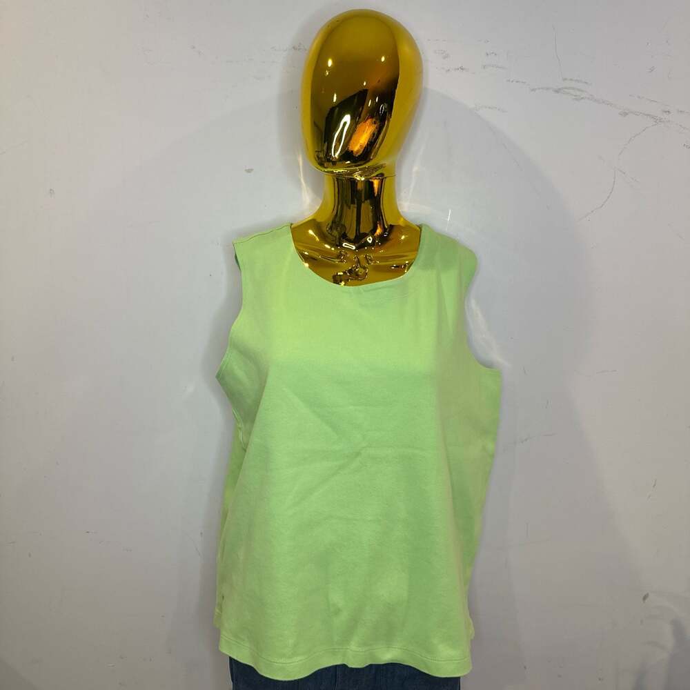 Kidcore Vintage 90s Essentials Lime Green Cotton Tank‎ Top Shell Size XL